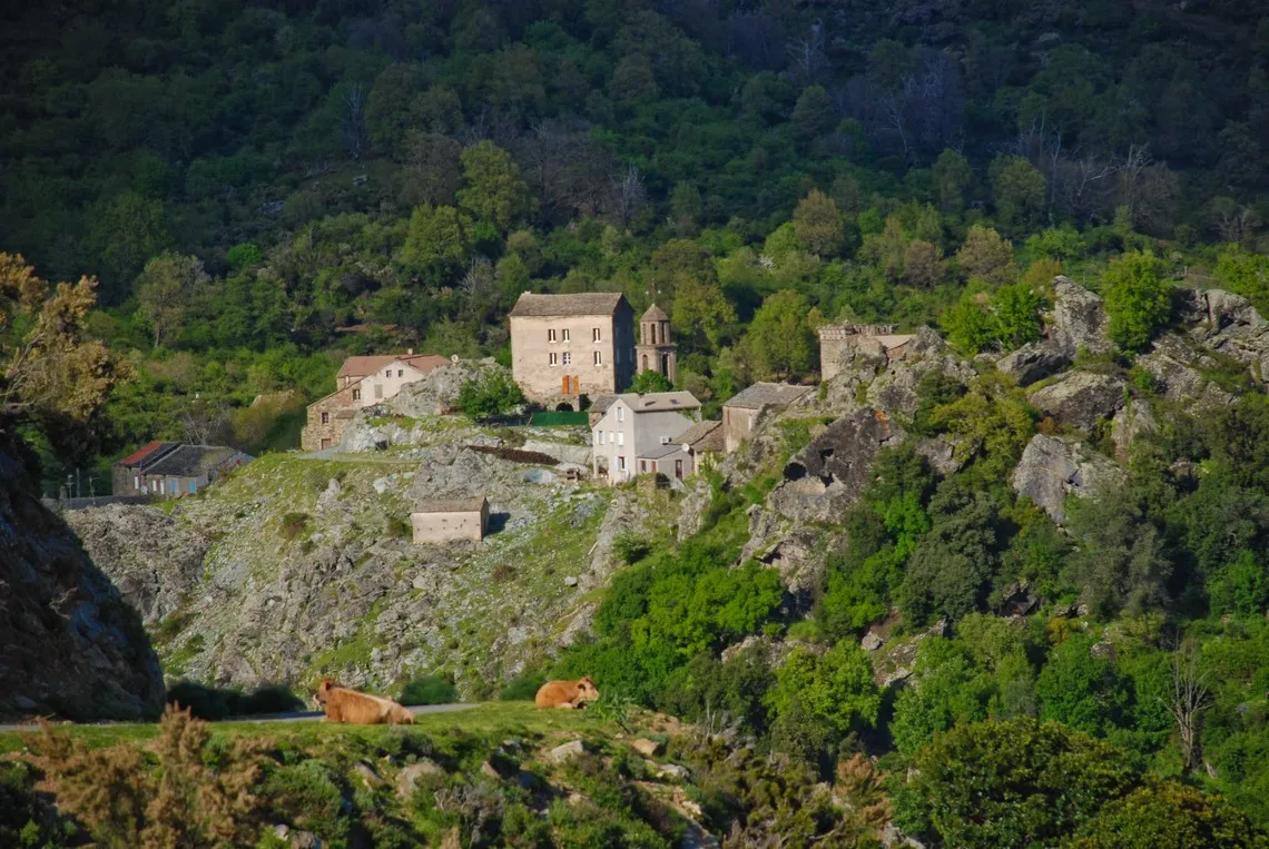 Variety of Corsican landscapes, villages